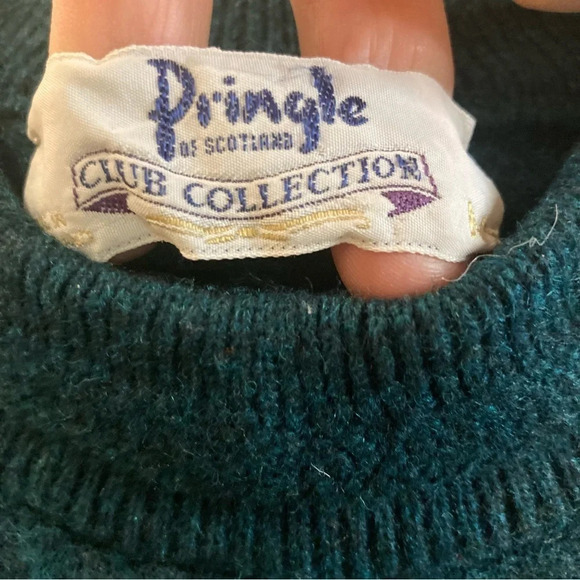 PRINGLE OF SCOTLAND SZ L Country Lodge Embroidery 100% Wool Crew Neck Sweater - Picture 3 of 8